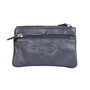 Key pouch made of dark blue leather with 4 compartments and 2 key rings