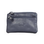 Key pouch made of dark blue leather with 4 compartments and 2 key rings