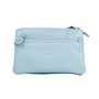 Key pouch made of light blue leather with 4 compartments and 2 key rings