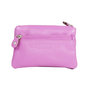 Key pouch made of pink leather with 4 compartments and 2 key rings