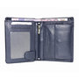 Compact dark blue leather billfold euro wallet