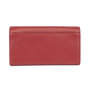 Red ladies wallet with flap and snap closure