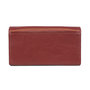 Dark red ladies wallet with flap and snap closure