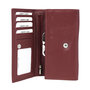 Dark red ladies wallet with flap and snap closure