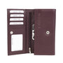 Burgundy red ladies wallet with flap and snap closure
