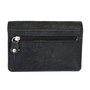 Ladies wallet with floral print in black cowhide leather