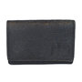Ladies wallet with floral print in black cowhide leather