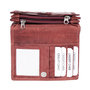 Ladies wallet with floral print in red cowhide leather