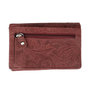Red cowhide leather ladies wallet with floral print