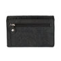 Black cowhide leather ladies wallet with floral print