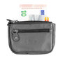 Key pouch made of grey leather with 3 compartments and 2 key rings
