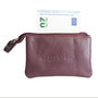 Key pouch made of burgundy red cowhide with 2 compartments with zipper and 1 key ring
