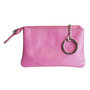Key pouch made of pink cowhide with 2 compartments with zipper and 1 key ring