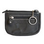 Key pouch made of black buffalo leather with 3 compartments with zipper and 2 key rings
