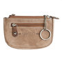 Key Bag Brown Leather With 2 Zippered Pockets And 1 Key Ring