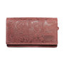 Red Leather Wallet For Ladies With Floral Print