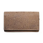 Wallet In Cognac Colored Leather With Floral Print