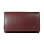 Dark red leather harmonica RFID wallet, large model