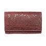 Ladies Wallet With Floral Print Made Of Red Leather