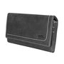 Black Buffalo Leather Wallet with Flap and Snap Closure