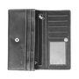 Black Buffalo Leather Wallet with Flap and Snap Closure