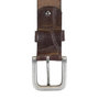Dark Brown Leather Belt with Croco Print - 3.5 cm Wide