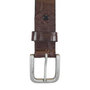 Dark Brown Leather Belt with Croco Print - 3.5 cm Wide