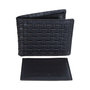 Dark Blue Mens Billfold Wallet With A Braided Leather Print