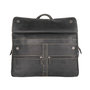 Black Leather Laptop Bag With A Shoulder Strap And Handles