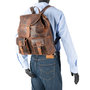 Spacious Backpack In Light Brown Buffalo Leather