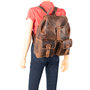 Spacious Backpack In Light Brown Buffalo Leather
