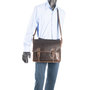 Messenger Bag With Flap Made Of Dark Brown Buffalo Leather