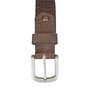 Dark Brown Leather Belt With Croco Print - 3 cm Wide