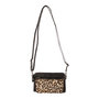 Black Leather Crossbody Bag Fanny Pack With A Leopard Print