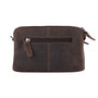 Dark Brown Leather Crossbody Fanny Pack With A Zebra Print