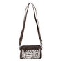 Dark Brown Leather Crossbody Fanny Pack With An Animal Print