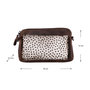 Dark Brown Leather Crossbody Fanny Pack With A White Cheetah Print