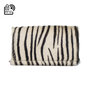 Cognac leather ladies wallet with a zebra print