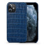iPhone 12 Pro Max Hoesje Van Blauw Leer Met Kroko Print