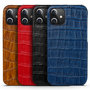 iPhone 12 Mini Case Made of Black Leather With Croco Print
