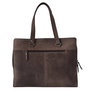 Laptop Bag Of Dark Brown Leather With Croc Print