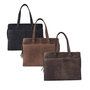 Laptop Bag Of Dark Brown Leather With Croc Print