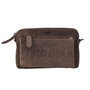 Shoulder Bag Of Dark Brown Buffalo Leather With A Crocodile Print