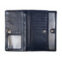 Spacious ladies wallet with RFID dark blue leather