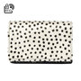 Black Leather Ladies Wallet with a White Cheetah Print