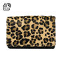Black Leather Ladies Wallet with a Leopard Print