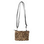 Leather Crossbody Bag Black with Leopard Print