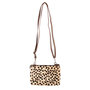 Leather Crossbody Bag Light Brown with Cheetah Print