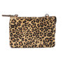 Leather Crossbody Bag Light Brown with Leopard Print