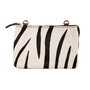 Leather Shoulder Bag Light Brown with Zebra Print